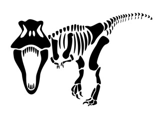 Tyrannosaurus Rex skeleton . Silhouette dinosaurs . Front view . Vector .