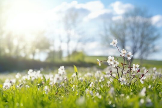 Beautiful spring nature background nature with blooming plants in close up. genart 2