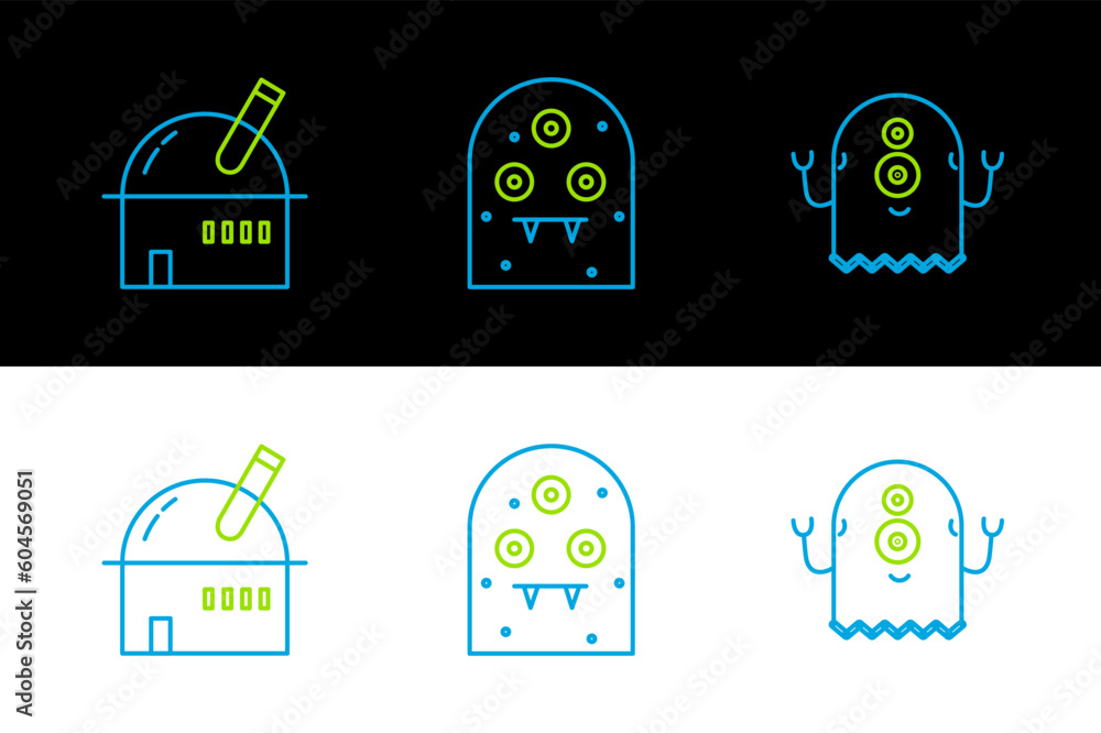 Wall mural Set line Alien, Astronomical observatory and icon. Vector