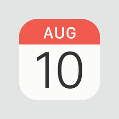 August 10 icon isolated on background. Calendar symbol modern, simple, vector, icon for website design, mobile app, ui. Vector Illustration