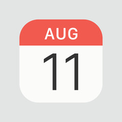 August 11 icon isolated on background. Calendar symbol modern, simple, vector, icon for website design, mobile app, ui. Vector Illustration