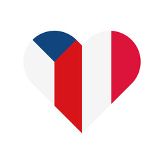 unity concept. heart shape icon of czech republic and poland flags. vector illustration isolated on white background