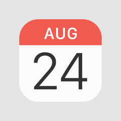 August 24 icon isolated on background. Calendar symbol modern, simple, vector, icon for website design, mobile app, ui. Vector Illustration