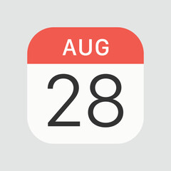 August 28 icon isolated on background. Calendar symbol modern, simple, vector, icon for website design, mobile app, ui. Vector Illustration