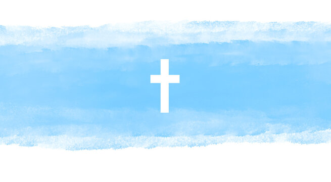 cross on blue background, cross on the sky, Watercolor png Easter cross clipart. watercolour texture, banner with cross,  crosses illustration Isolated on white background