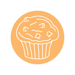 Muffin black line icon. Bakery.