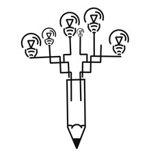 pencil and light bulb education concept