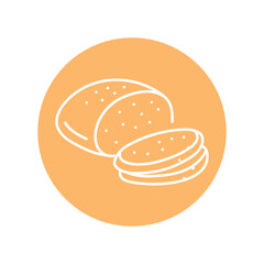 Sliced grain bread black line icon. Bakery.