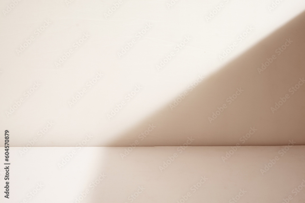 Poster empty wall with shadow overlay. room with warm light
