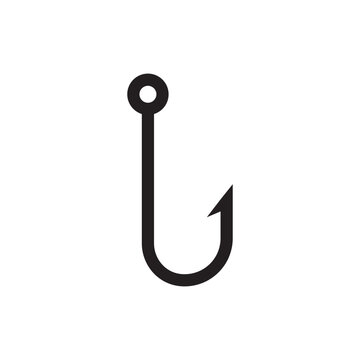 Barbed fish hook vector icon. Fishing hook flat sign design. Fish hook symbol pictogram. UX UI icon