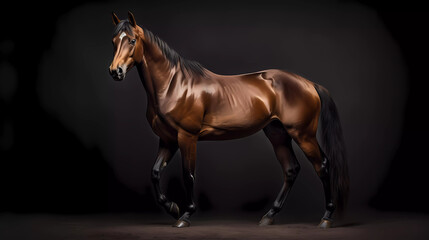Obraz premium In a captivating display of tranquility, a horse stands serenely, emanating an aura of calm strength. Its statuesque figure exudes grace and poise.