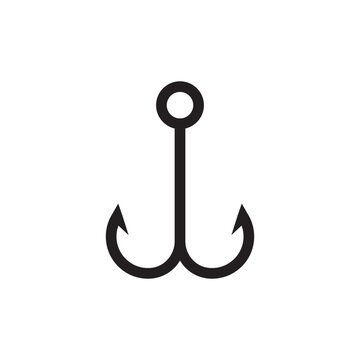 Barbed fish hook vector icon. Fishing hook flat sign design. Fish hook symbol pictogram. UX UI icon
