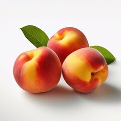 Peaches isolated on white background (generative AI)