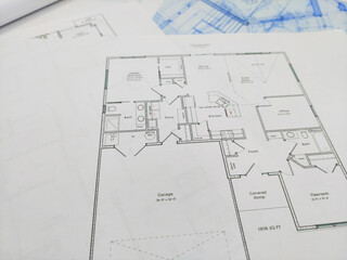 close up of blue prints from angle