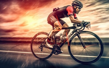 Fototapeta na wymiar fast speeding cyclist