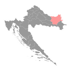 Osijek Baranja сounty; map; Croatia; vector; illustration; cartography; geography; symbol; graphic; outline; contour; isolated; icon; border; silhouette; area; design; line; district; political; admin