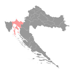Primorje Gorski Kotar county map, subdivisions of Croatia. Vector illustration.