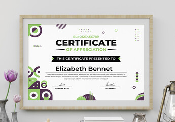 Geometric Certificate With Green Theme