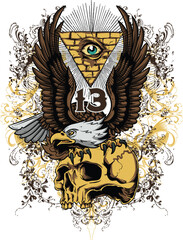 Eagle and skull, Also available in separate layers of the original vector without a scratch