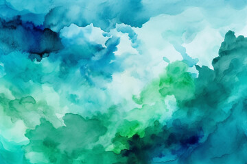 Fototapeta na wymiar Abstract light blue green watercolor for background , Generative AI
