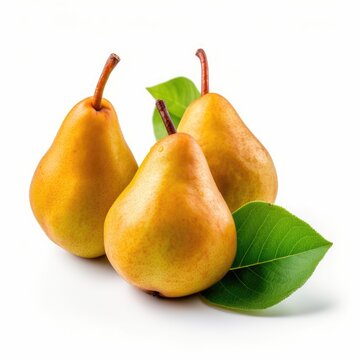 Pears isolated on white background (generative AI)