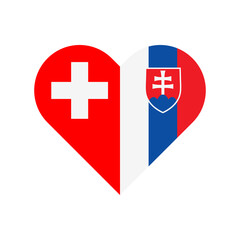 unity concept. heart shape icon of switzerland and slovakia flags. vector illustration isolated on white background