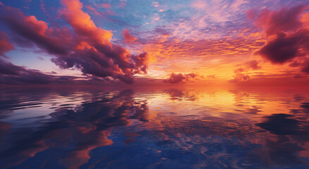Fototapeta na wymiar Beautiful pink and orange sunset clouds over the ocean, Tropical colorful dramatic sunset on the sea 