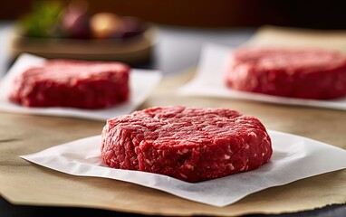 Raw homemade minced beef steak burger generative ai