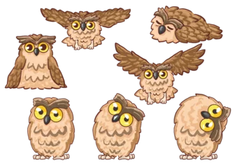 Garden poster Owl Cartoons illustration of cute owl character 