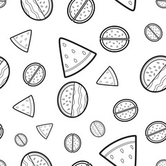 Fruity Line Art Watermelon Seamless Surface Pattern Design