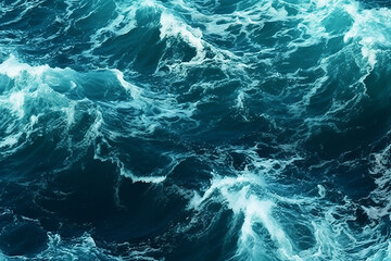 Fototapeta na wymiar Aerial view of the ocean water waves background, top view