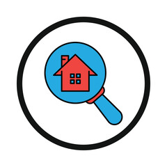 search, find, home, magnifying glass, house, home search icon