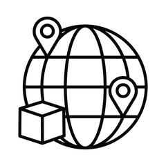 shipping, box, location pin, world, location, parcel delivery icon