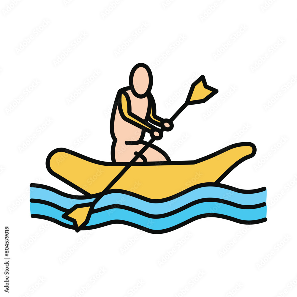 Sticker boat, man, boat riding, ocean, river, boat riding icon