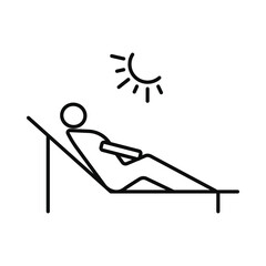 summer, ocean, bed, man, man on bed icon