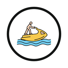 boat, man, surf, speed boat, water skiing icon