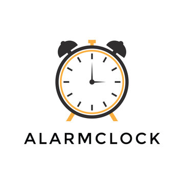 Simple alarm clock logo design template