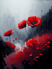 Red poppies. AI generated illustration