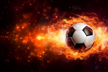 Fototapeta premium Soccer ball on fire. Generative AI