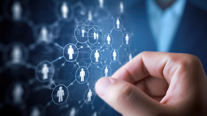 Human resources management and recruitment business process concept with HR manager selecting candidate for hiring