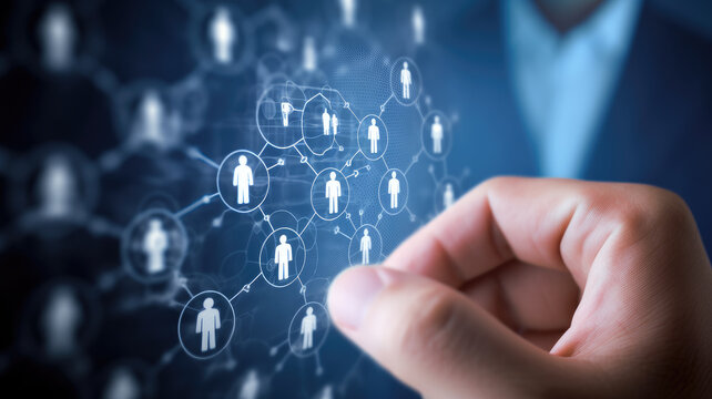 Human resources management and recruitment business process concept with HR manager selecting candidate for hiring