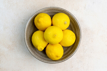whole yellow lemons isolated on bright background. Lemons citrus fruit, healthy, summer. Copy space