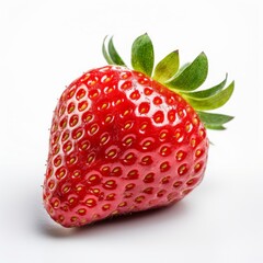 A delicious fresh strawberry isolated on white background. Fresh raw organic fruit. Generative AI.