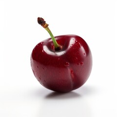 A delicious fresh cherry isolated on white background. Fresh raw organic fruit. Generative AI.