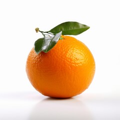 A delicious fresh orange isolated on white background. Fresh raw organic fruit. Generative AI.