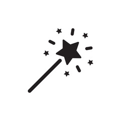 Magic wand with stars flat sign design. Magic wand vector icon. Magic wand symbol pictogram. UX UI icon