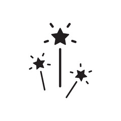 Magic wand with stars flat sign design. Magic wand vector icon. Magic wand symbol pictogram. UX UI icon