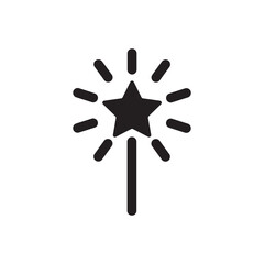 Magic wand with stars flat sign design. Magic wand vector icon. Magic wand symbol pictogram. UX UI icon