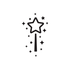 Magic wand with stars flat sign design. Magic wand vector icon. Magic wand symbol pictogram. UX UI icon