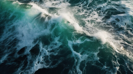 Fototapeta na wymiar Waves of the sea, aerial view. AI